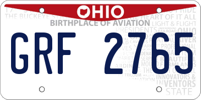 OH license plate GRF2765