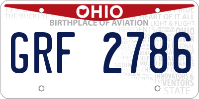 OH license plate GRF2786