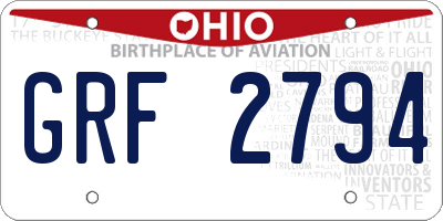 OH license plate GRF2794