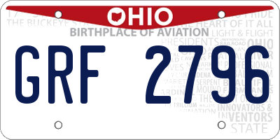 OH license plate GRF2796