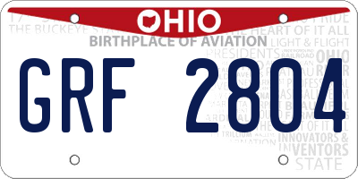 OH license plate GRF2804
