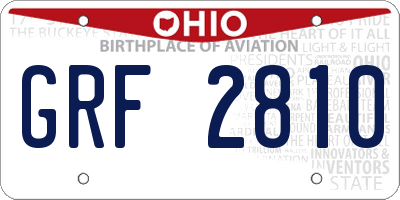 OH license plate GRF2810