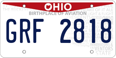 OH license plate GRF2818