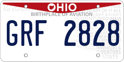 OH license plate GRF2828