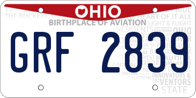 OH license plate GRF2839