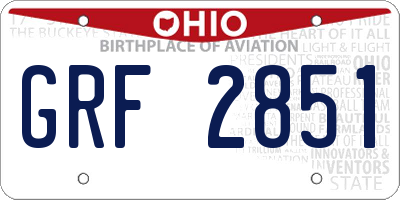 OH license plate GRF2851