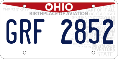OH license plate GRF2852