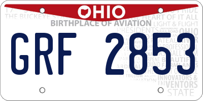 OH license plate GRF2853