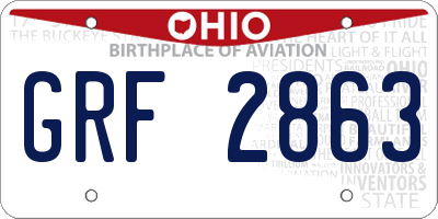 OH license plate GRF2863