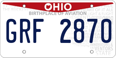 OH license plate GRF2870