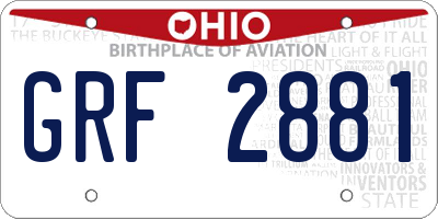 OH license plate GRF2881