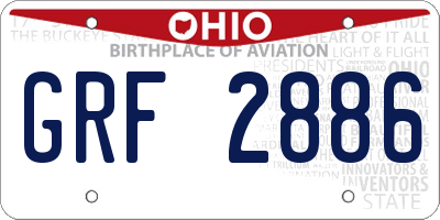 OH license plate GRF2886