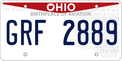 OH license plate GRF2889