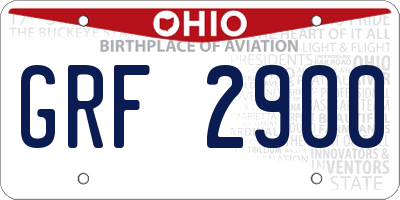 OH license plate GRF2900