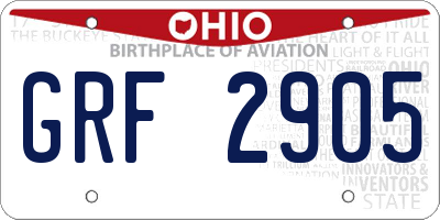 OH license plate GRF2905