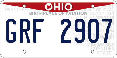 OH license plate GRF2907