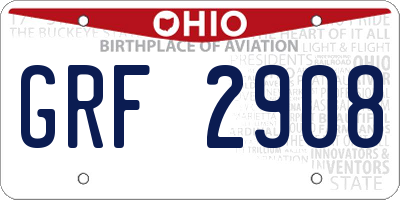 OH license plate GRF2908