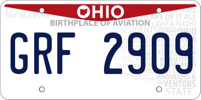 OH license plate GRF2909