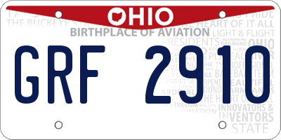 OH license plate GRF2910