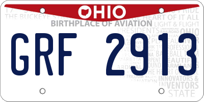OH license plate GRF2913