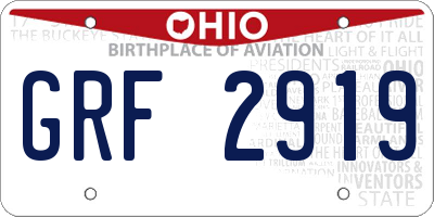 OH license plate GRF2919