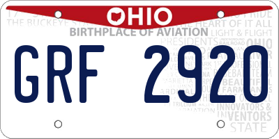 OH license plate GRF2920