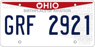 OH license plate GRF2921