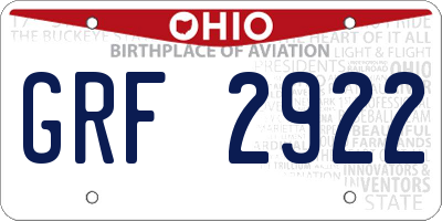 OH license plate GRF2922