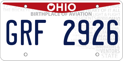 OH license plate GRF2926