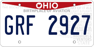 OH license plate GRF2927