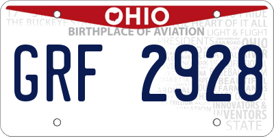 OH license plate GRF2928