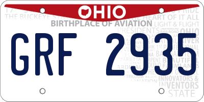 OH license plate GRF2935