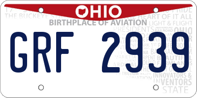 OH license plate GRF2939