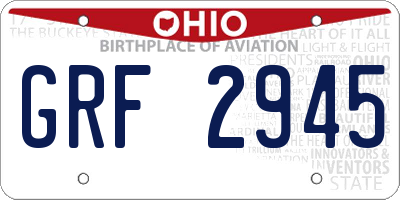 OH license plate GRF2945