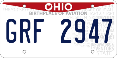 OH license plate GRF2947