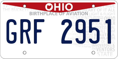 OH license plate GRF2951