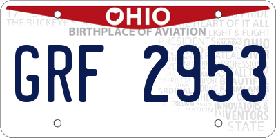 OH license plate GRF2953