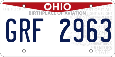 OH license plate GRF2963