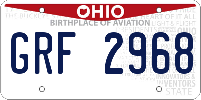 OH license plate GRF2968