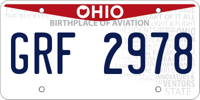 OH license plate GRF2978