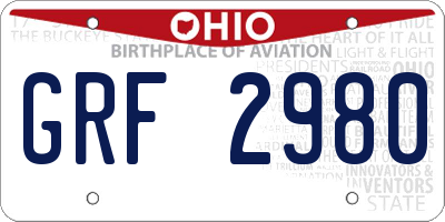 OH license plate GRF2980