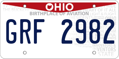 OH license plate GRF2982