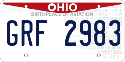 OH license plate GRF2983