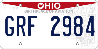 OH license plate GRF2984