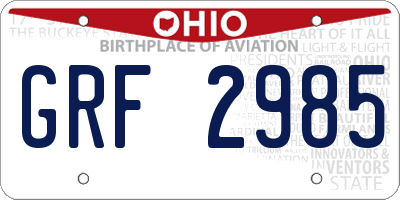 OH license plate GRF2985