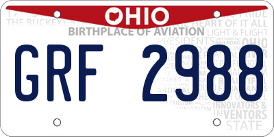 OH license plate GRF2988
