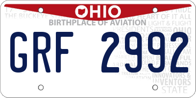 OH license plate GRF2992