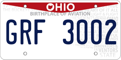 OH license plate GRF3002