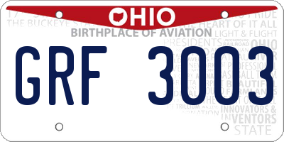 OH license plate GRF3003