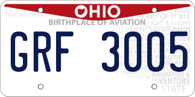 OH license plate GRF3005